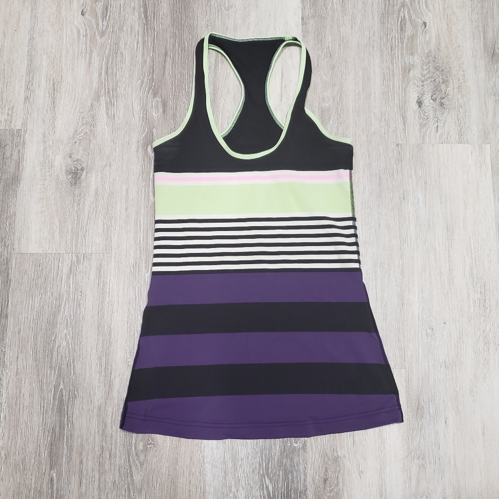 Lululemon Women's Seawheeze CRB Striped Cool Racerback Tank Top Purple Black